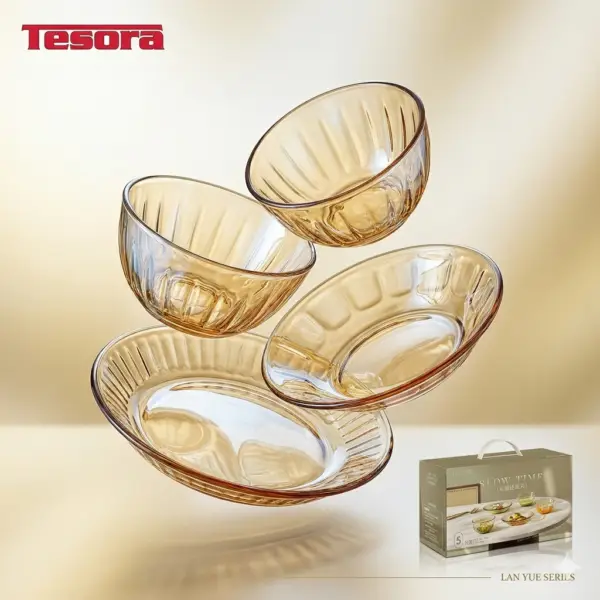 Five-piece borosilicate glass tableware set